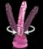 Pink Glass Dildo with Suction Cup poseable