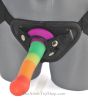Rainbow Silicone Strap On Dildo harness
