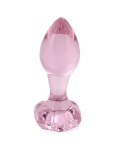 Pink Flower Glass Anal Plug