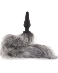 Grey Wolf Tail Butt Plug with Ears