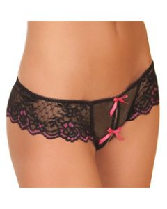 Crotchless Lace Thong with Bows