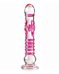 Pink Textured Glass Dildo