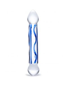 Blue Textured Glass Dildo