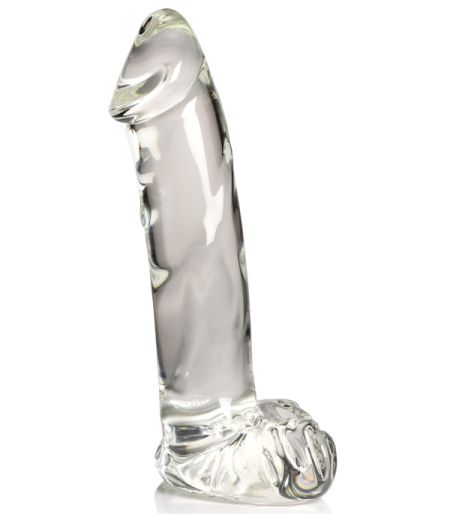 Glass Penis Dildo with Balls mushroom head