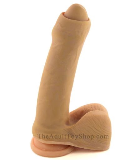 Uncut Realistic Uncircumcised Dildo foreskin up