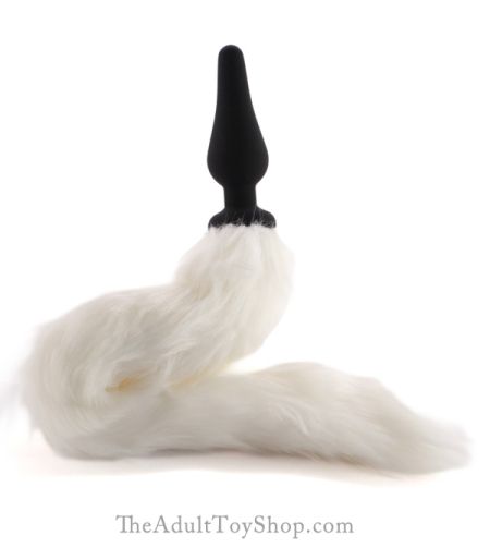 White Fox Tail Butt Plug with Ears
