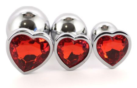 Red heart diamond butt plugs