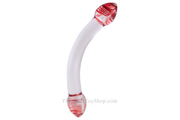 Red Head Glass Double Ended Dildo