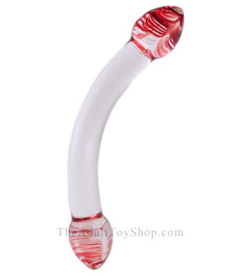 Red Head Glass Double Dildo front