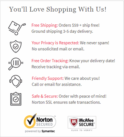 You'll love shopping with Us! Free shipping over $59, Discreet shipping, Discreet Billing